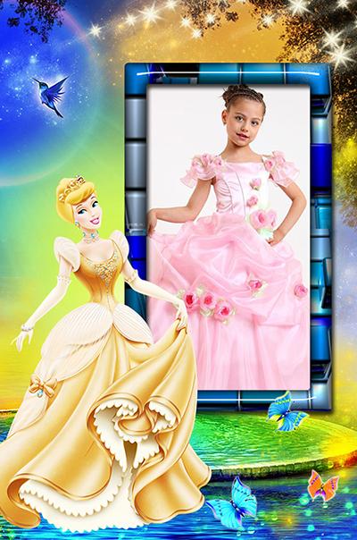 Рамочка для фото принцесса из сказки, вставить фото малышки в рамку онлайн