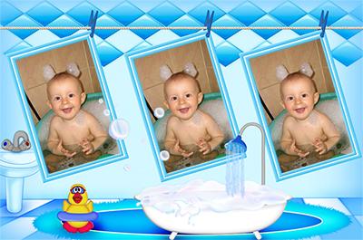 Рамка для трех фото Я купаюсь в ванне, в онлайне