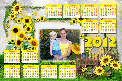 Календари с природой на 2012 год онлайн, Подсолнухи