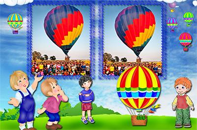 Воздушные шары, детская рамочка на 2 фото онлайн