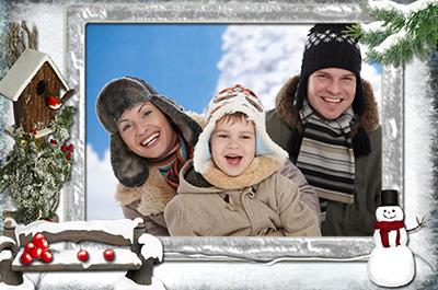 Зимние приключения всей семьёй, онлайн вставить фото в рамку