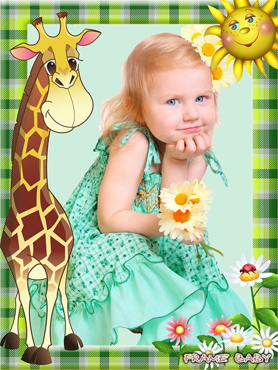 Детская рамка с жирафом, вставить фото online самому