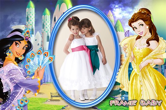Фоторамка для девочек Принцессы из сказки , вставить фото в online фотошопе