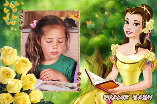 Читаем сказки вместе с принцессой, детские рамки для фото онлайн