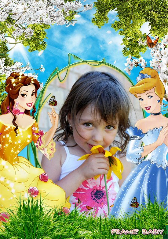 Рамка с принцессами Пришло лето, онлайн вставить своё фото
