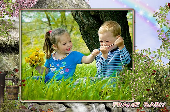 Зацвели в саду цветы, онлайн фотошоп вставить фото в рамку