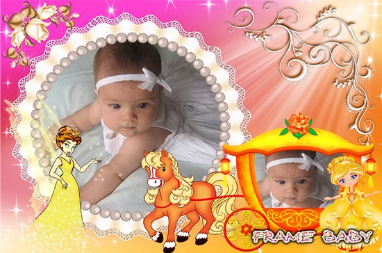 Обработка фото онлайн фотошоп, рамка для фото Маленькая принцесса