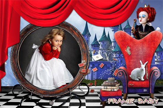 Алиса в зазеркалье, фотошоп онлайн детские рамки с мультяшками