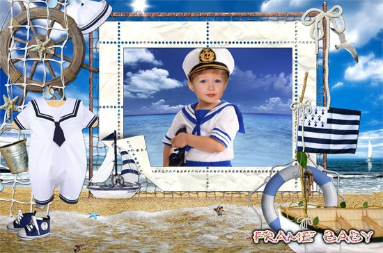 Наш морячок, Photoshop online вставить фотку в рамку