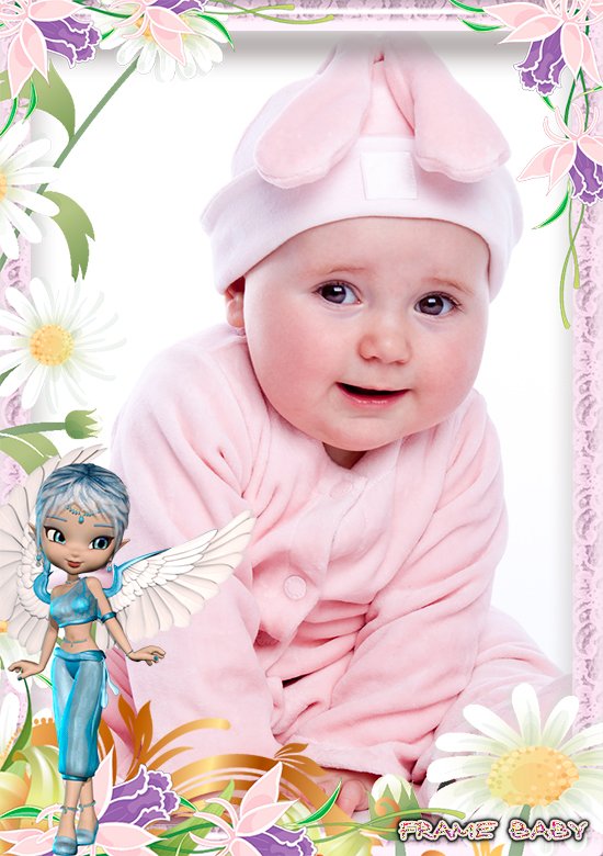 Вставить фото малыша в цветочную фоторамку онлайн, Фея полевых цветов