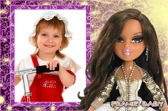 Оформить фото девочки в рамку онлайн, Любимая кукла Bratz