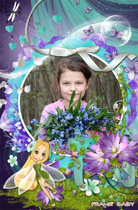 Фея сказочной долины, оформление детских фото онлайн фотошоп