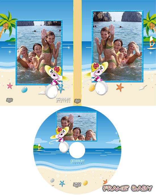 Наш летний отдых на море, онлайн вставить фото в обложку для диска и задувку для DVD