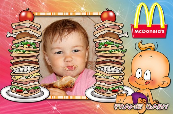 А я гамбургер люблю, онлайн детская рамка для кушающего малыша