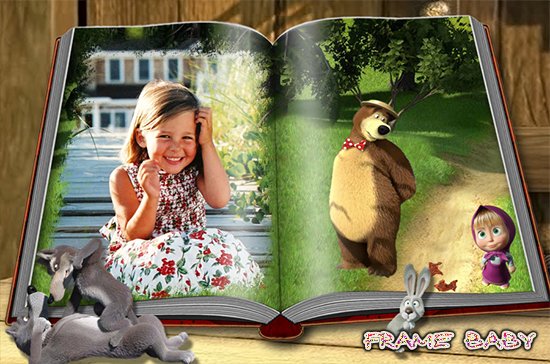 Фотоэффекты с Машей и медведь онлайн, Я на страницах книги с Машей