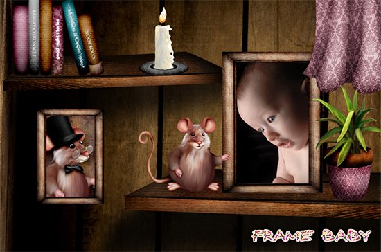 Фото на почетном месте в доме мышек, онлайн оформить фото ребенка в рамку