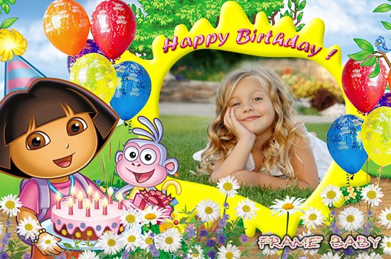 Торт имениннице на день рождения от Даши и обезьянки Башмачок, в редакторе фото онлайн