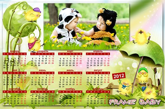 Календарь на 2012 год  Цыплячий, красивые календари с природой в онлайне