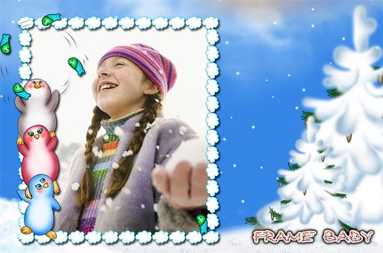Рамка для фото Снежная зима, онлайн детские фоторамки