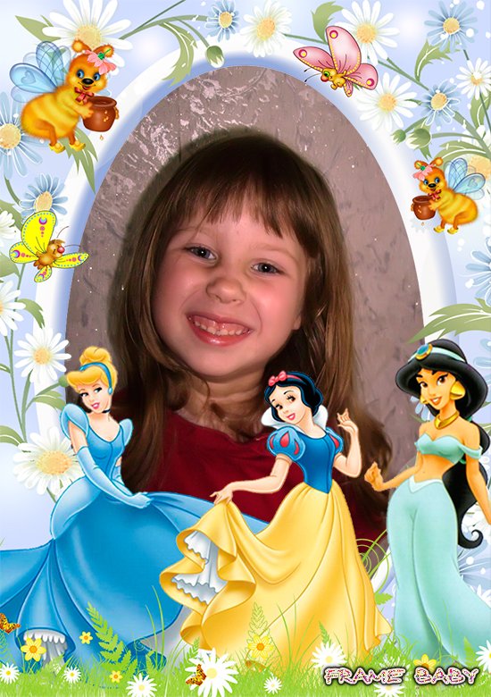 Рамка для девочки с принцессами Уолта Диснея, онлайн вставить фото