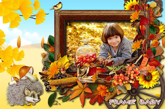 Осенний урожай, фоторамки для детей сделать онлайн фотошоп