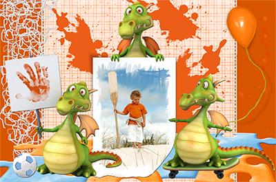 Рамочка для мальчика Три дракона, онлайн детские фоторамки