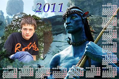 Календарь на 2011 год Аватар, сделать на сайте фотоэффектов онлайн