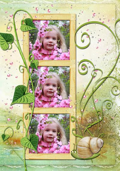 Рамки для детские фотографий онлайн на 3 фото, Нежная весна