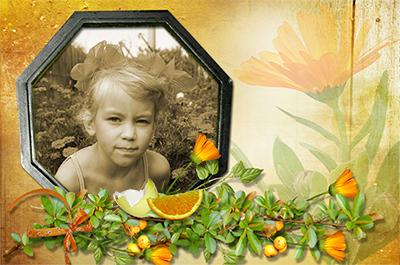 Оранжевая радость, вставить фото ребенка в рамку онлайн