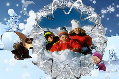 Игра в снежки с Машей и медведем, как вставить фото в рамку в фотошопе онлайн