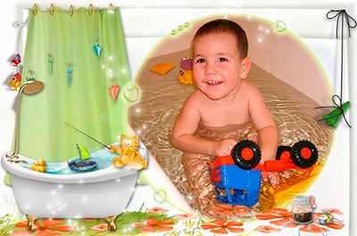 Удивительный улов, рамка для малышей, купающихся в ванной, вставить фото онлайн