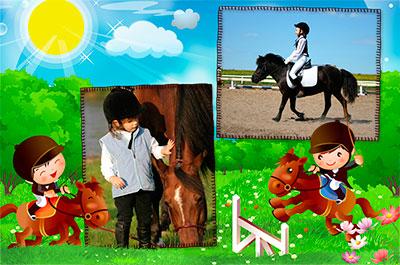 Я люблю скакать на лошади, онлайн вставить 2 фото ребенка с лошадками