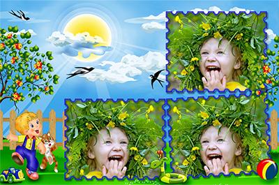 Лето чудесное, сделать рамку для ребенка на 3 фото онлайн