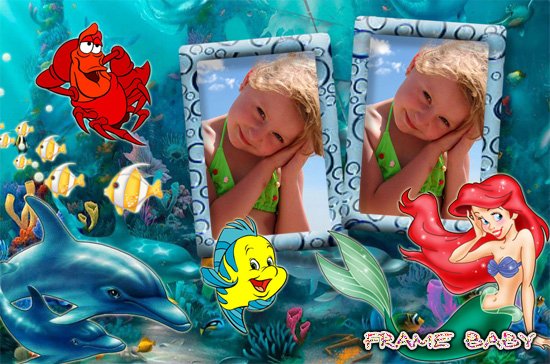 Морская рамочка Подводный мир, online детское фото вставить в рамку