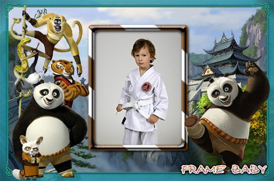 Рамка для фото с героями мультфильма Конг фу панда, вставьте своё фото online