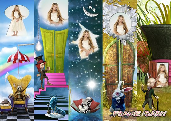 Закладки с фото с героями мультфильма Алиса в стране чудес, в онлайне