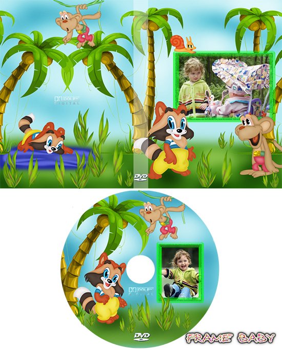 Обложка и задувка для DVD универсальная по мотивам мульта Крошка енот, в онлайне