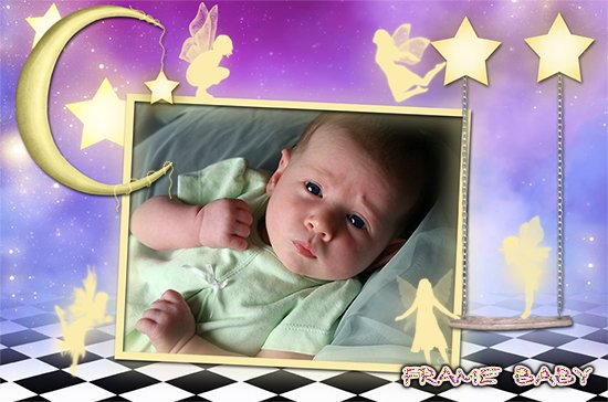 Рамка Малыш в царстве звездочек и фей, вставить фото в красивую рамку онлайн
