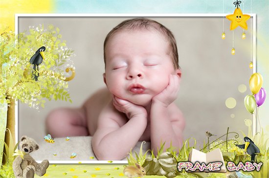 Детская рамка для младенца Нежность, можно вставить своё фото онлайн