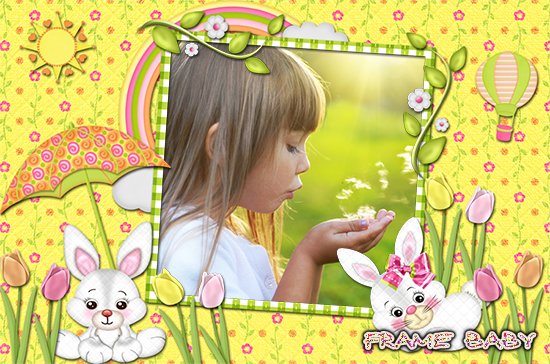 Рамки для фото онлайн  вставить фото, Два зайца на лужайке
