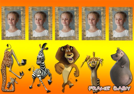 Вставить фото в закладки онлайн с героями любимого мультика Мадагаскар