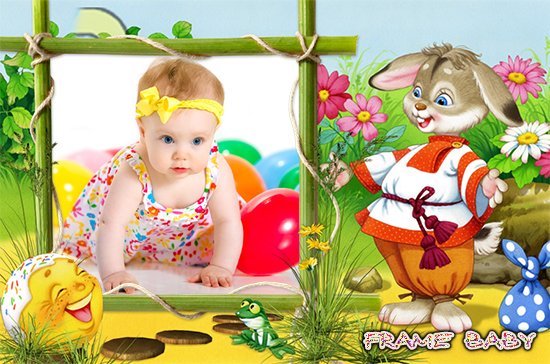 Встреча зайца и колобка на дорожке, detskie ramki online