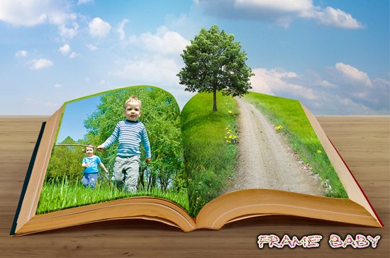 Детские фотоэффекты с моим фото онлайн, Разворот книги. Лето
