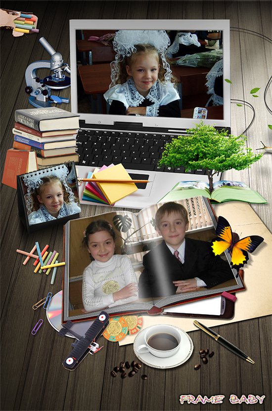 Вставить несколько фото в школьную рамку онлайн, Мир ученика