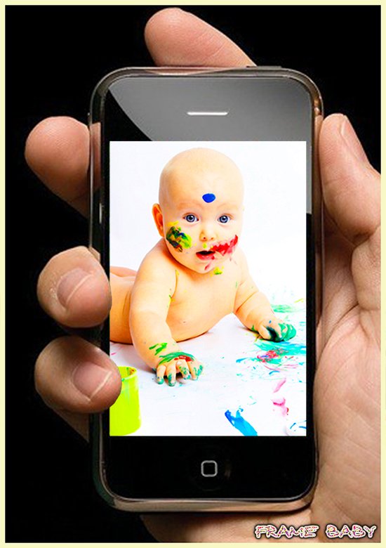Детский фотоэффект На экране телефона, вставить фото малыша онлайн