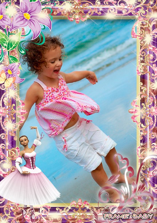 Танцующая девочка, обработать фото в красивую рамку онлайн