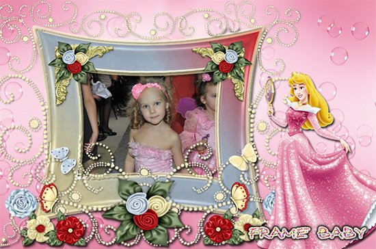 Великолепное розовое платье для нашней принцессы, онлайн детские фоторамки девочкам