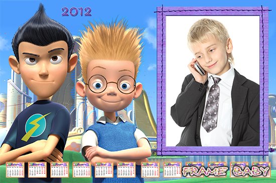 Календарь для мальчика на 2012 год с героями мультфильма Робинсоны, календарь онлайн