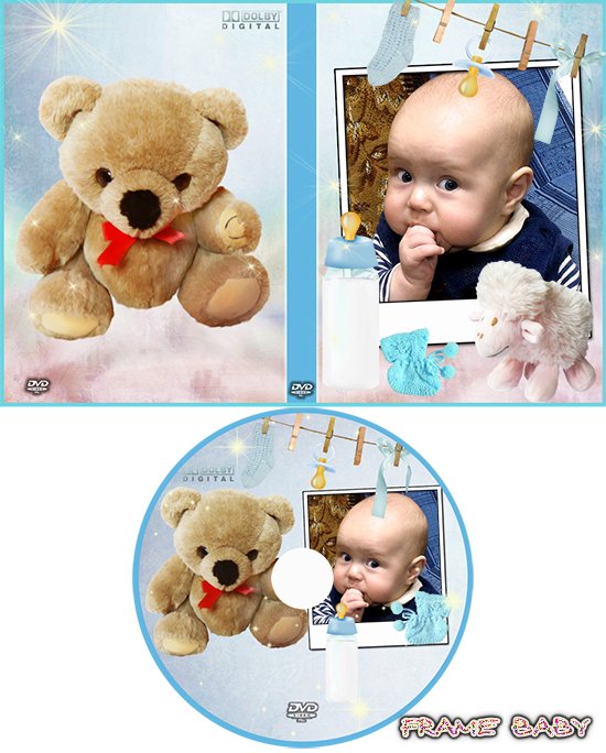 Обложка для DVD и задувка для диска с фото для мальчика с плюшевым медвежонком, в онлайне