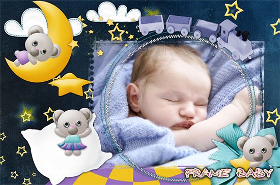 Как красиво украсить фото спящего малыша в рамочку, вставить фото в рамку онлайн